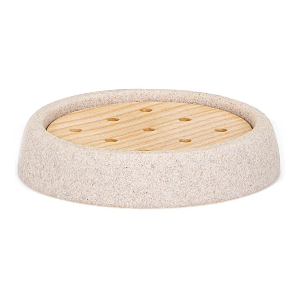 Saboneteira arenito e freixo ø10.5x2cm refª 01529 ANDREA HOUSE - E01529 ...